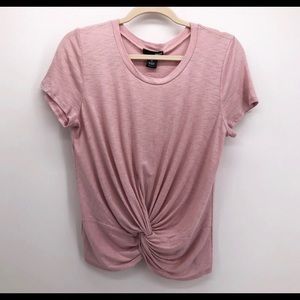 AQUA Pink Blush Knotted Slightly cropped Tee S